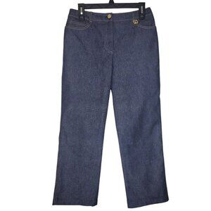 St. John Sport Chambray Jeans Womens Size 6 Dark Wash Crop Designer Luxury Logo